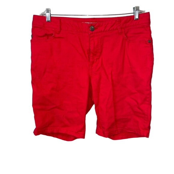 Avenue Denim Womens Red Casual Bermuda Shorts With Button & Zipper Closure - Picture 1 of 8